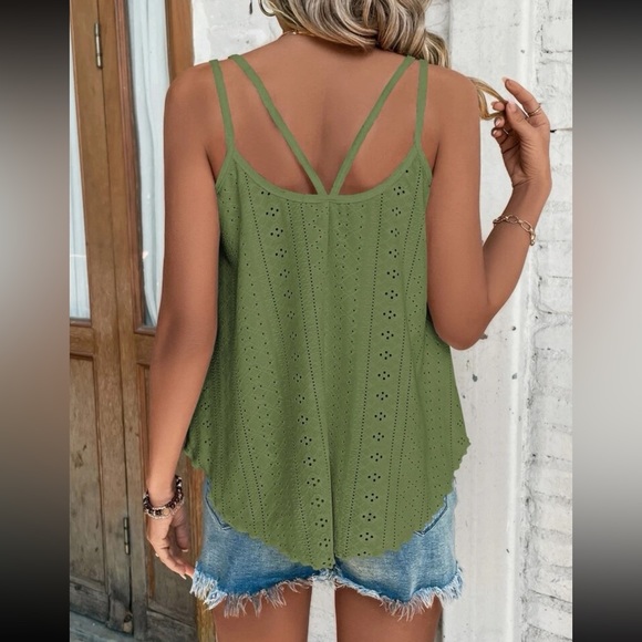 Boho eyelet embroidery casual cami top - Picture 5 of 16